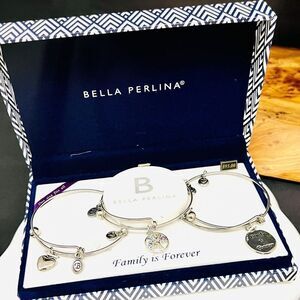 Bella Perlina Family Is Forever Bracelet 3 Tree Heart Charms Mother Gift Holiday